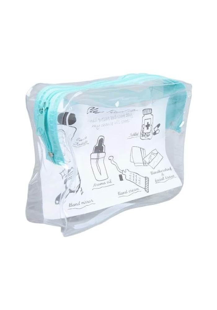 Daiso Clear Vinyl Pouch | Blue | Transparent Zip Storage Bag for Cosmetics & Travel Essentials - Image 2